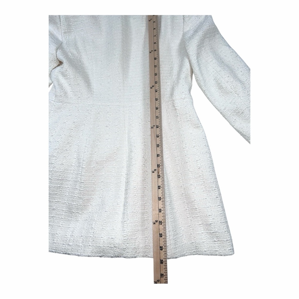 ZARA White Textured Coat Dress Jacket Women Size L Elegant Button Front Blazer - Picture 4 of 11